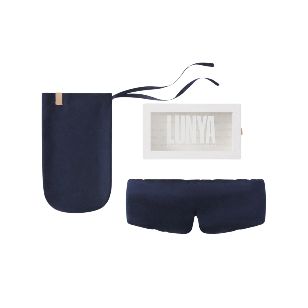 lunya navy blue sleeping mask