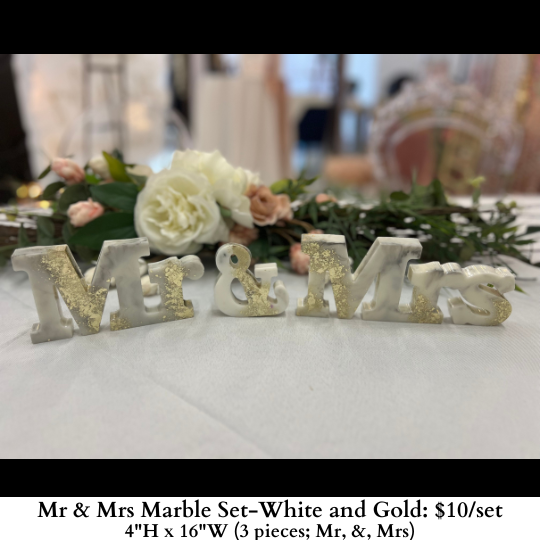 Mr & Mrs Marble Set-White and Gold-910