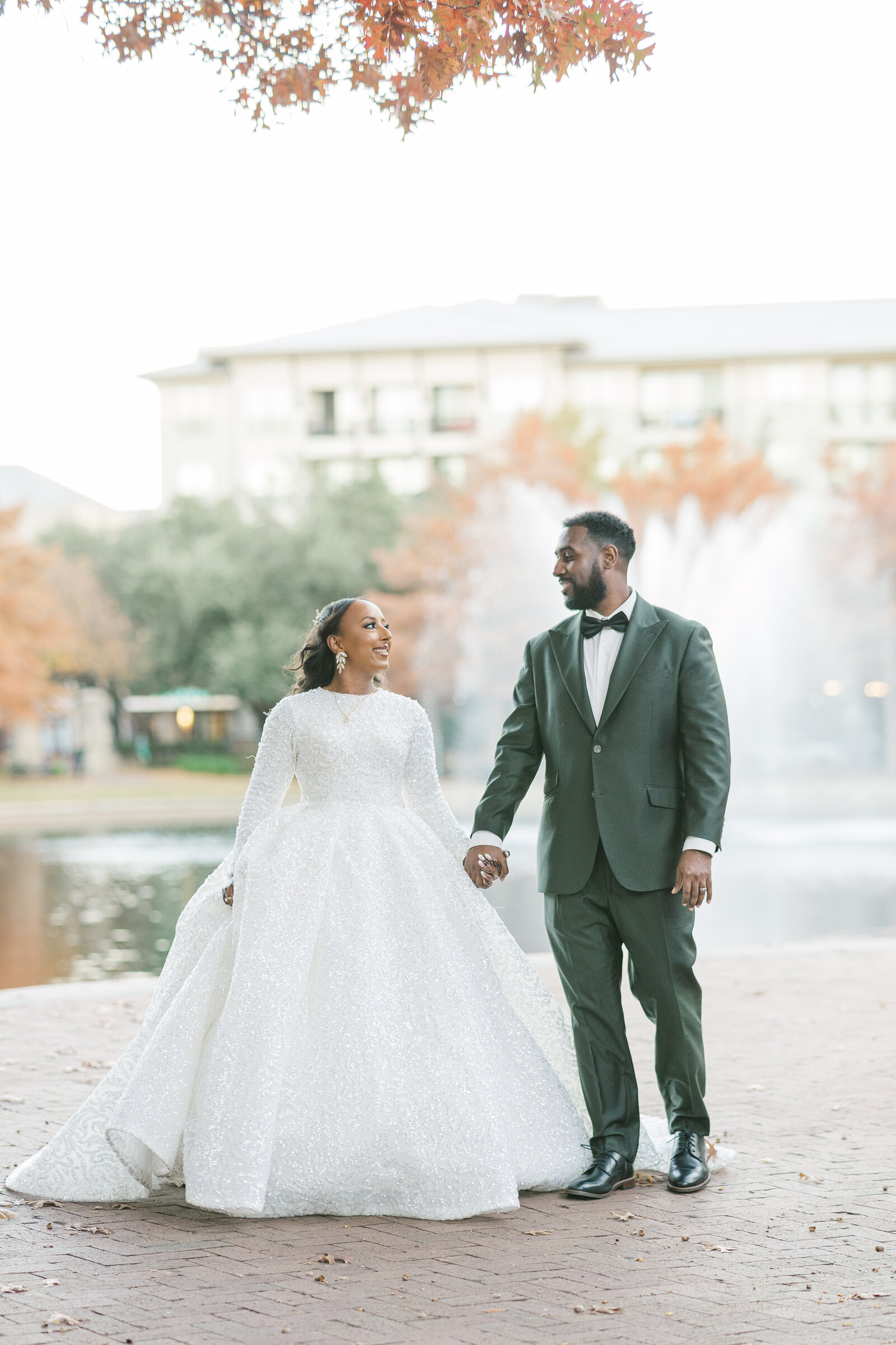 Solo bride and groom photoshoot outdoors before wedding