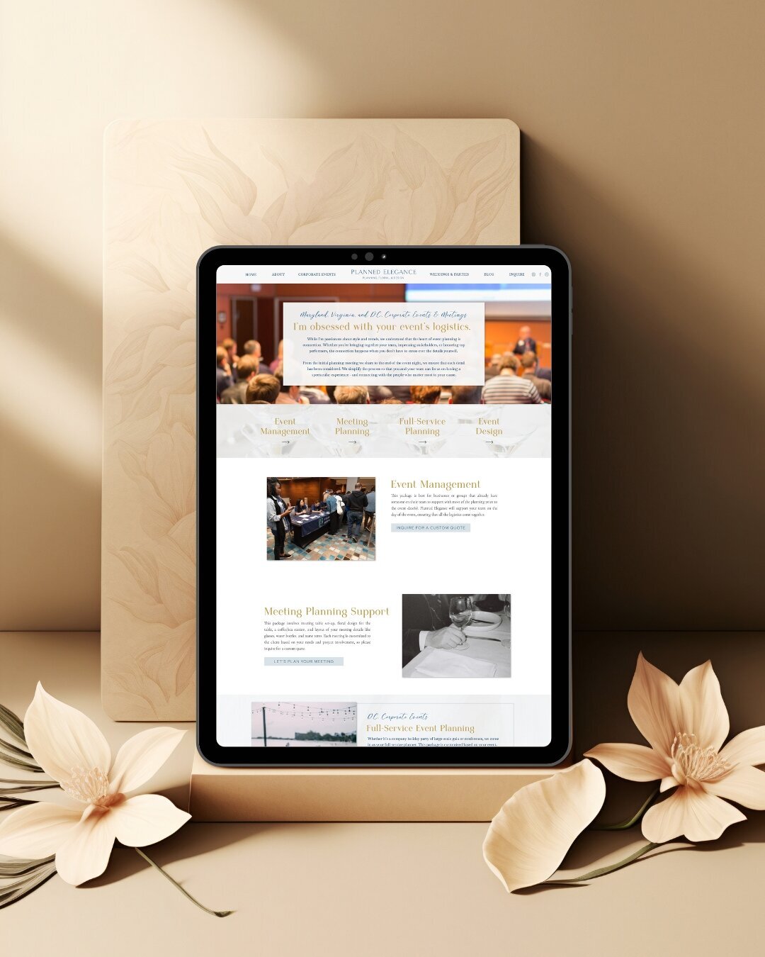 custom Showit website design for Planned Elegance, a luxury wedding planner