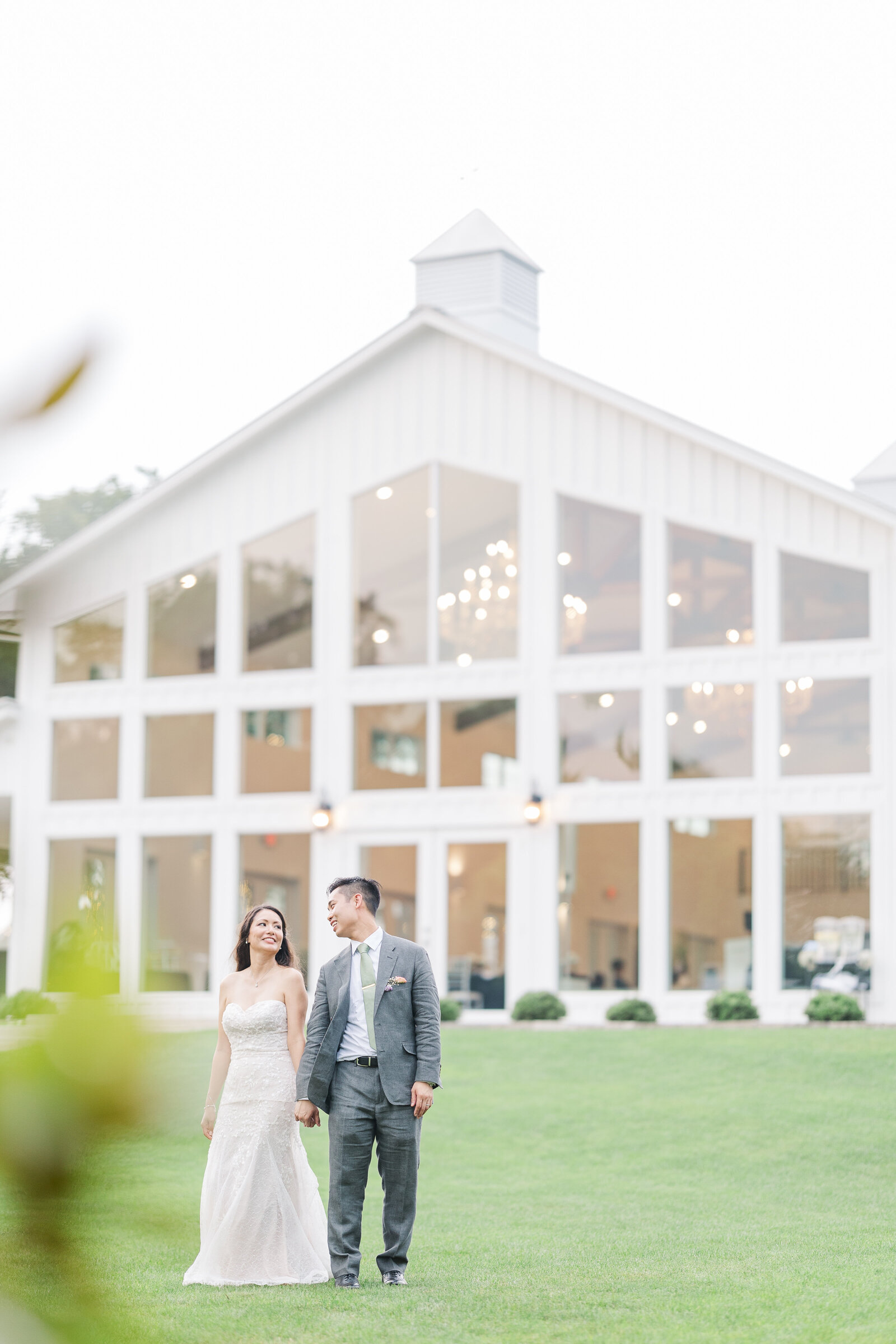 Intercultural wedding couple solo photography outdoor