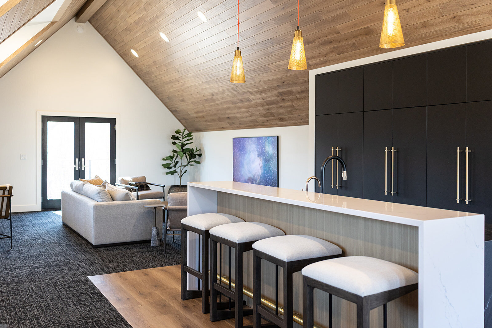 michele rosenboom design modern loft office kitchen and living room