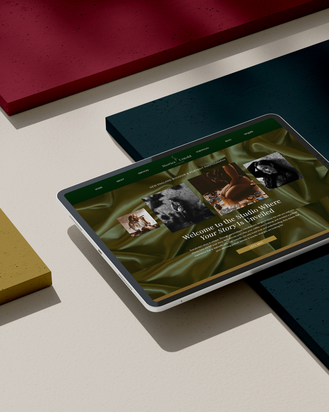 Custom website design for Stories Untold Studios, a Boudoir Photography in Massachusetts