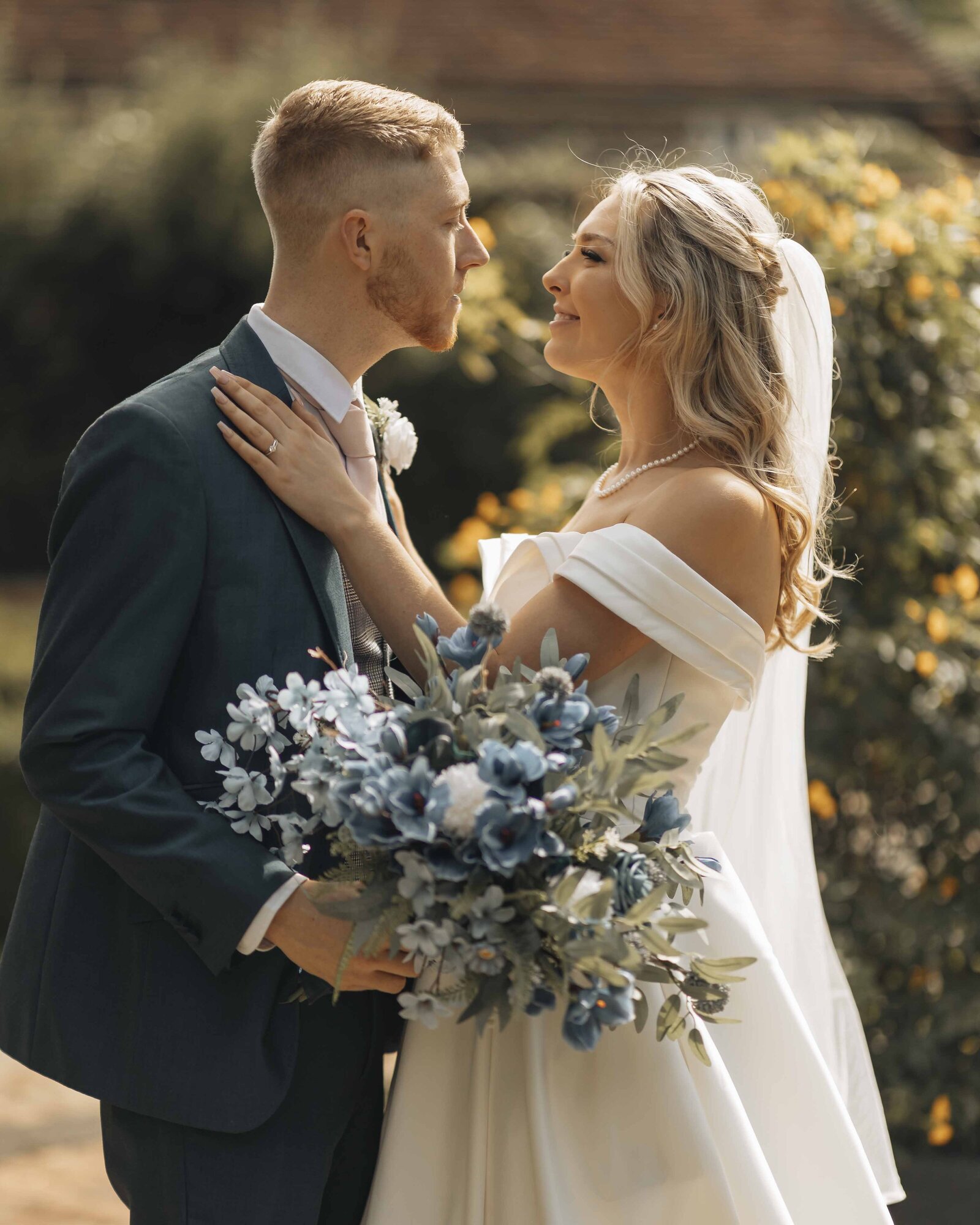 bride and groom tender moment