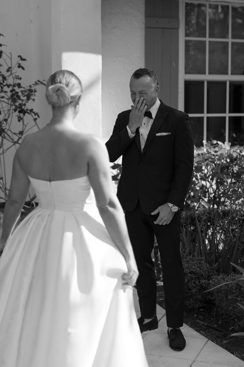 bride first look with father taken by fort myers wedding photographer