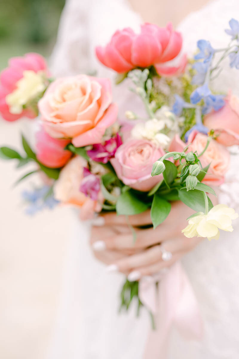 close up photo of colorful bridal bouquet
