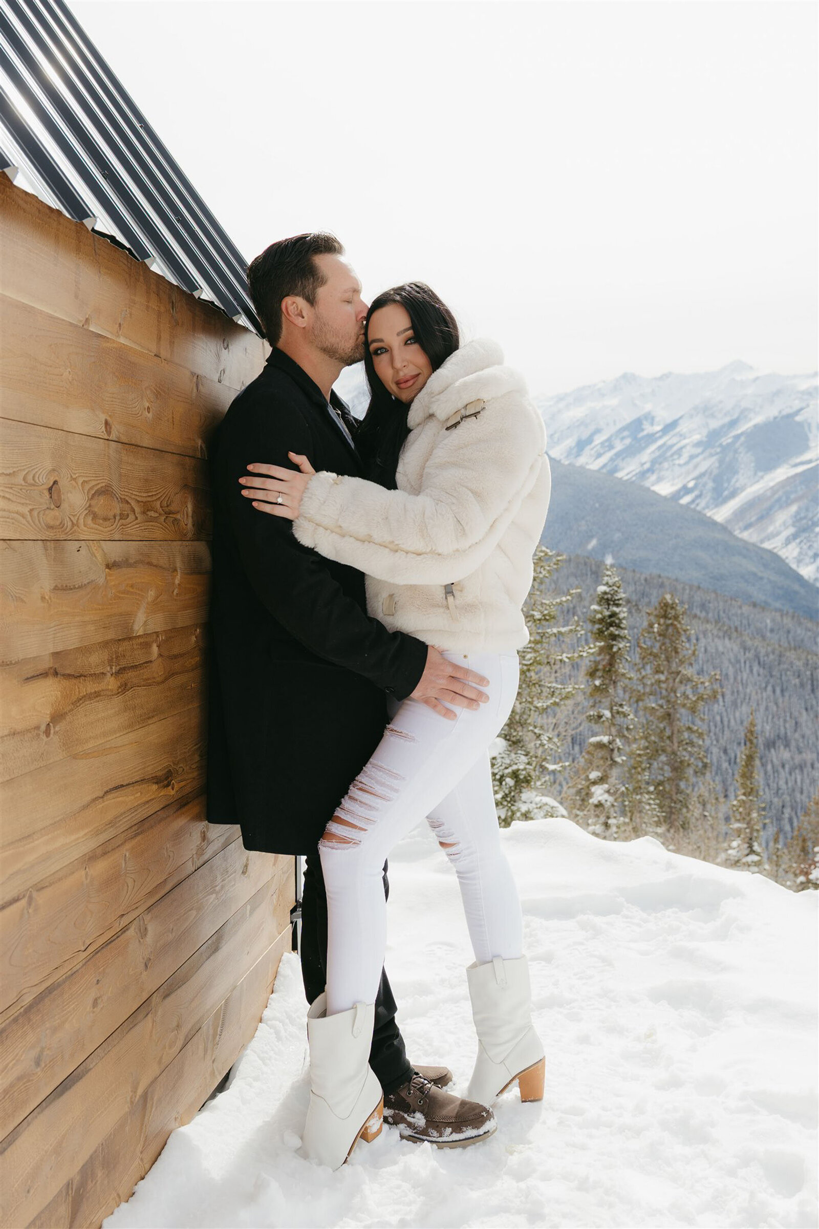 Aspen winter engagement photography on Ajax Mountain
