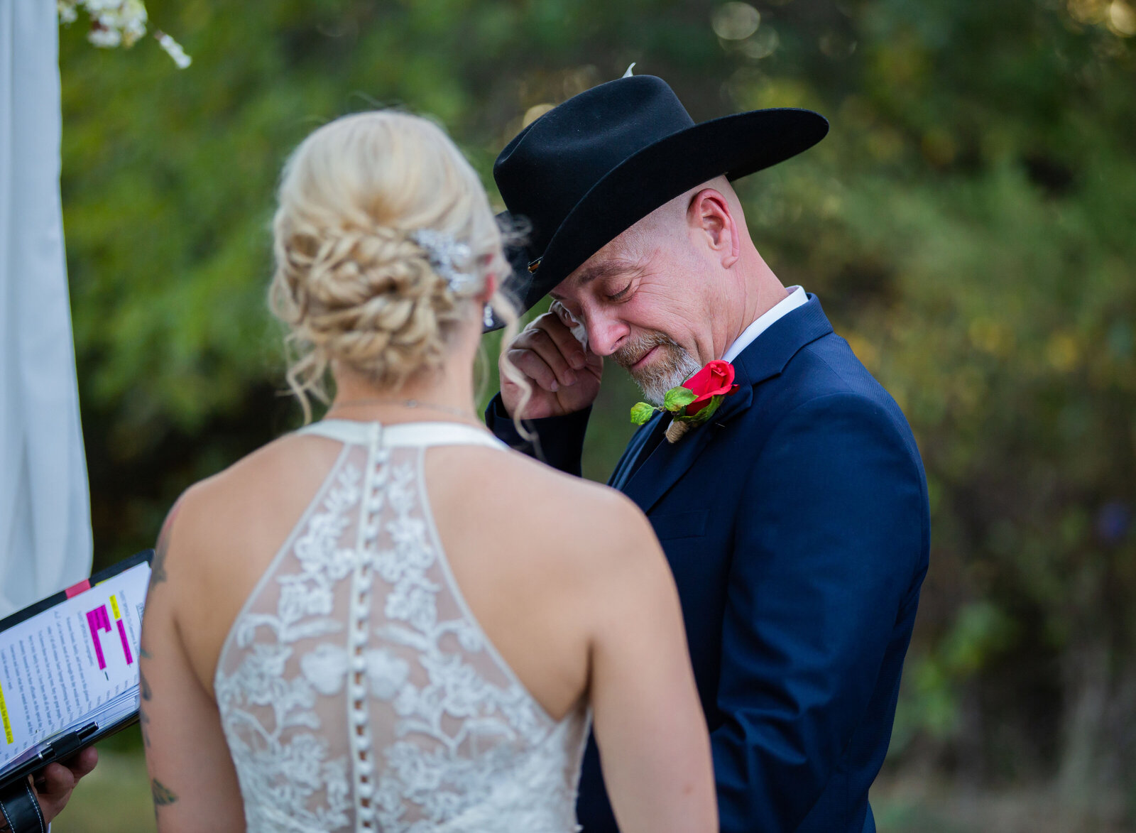 groom crying during vows