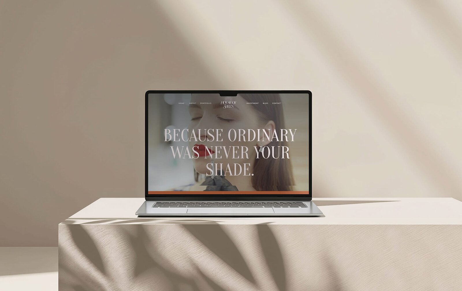 the house of sheen company website on a laptop screen