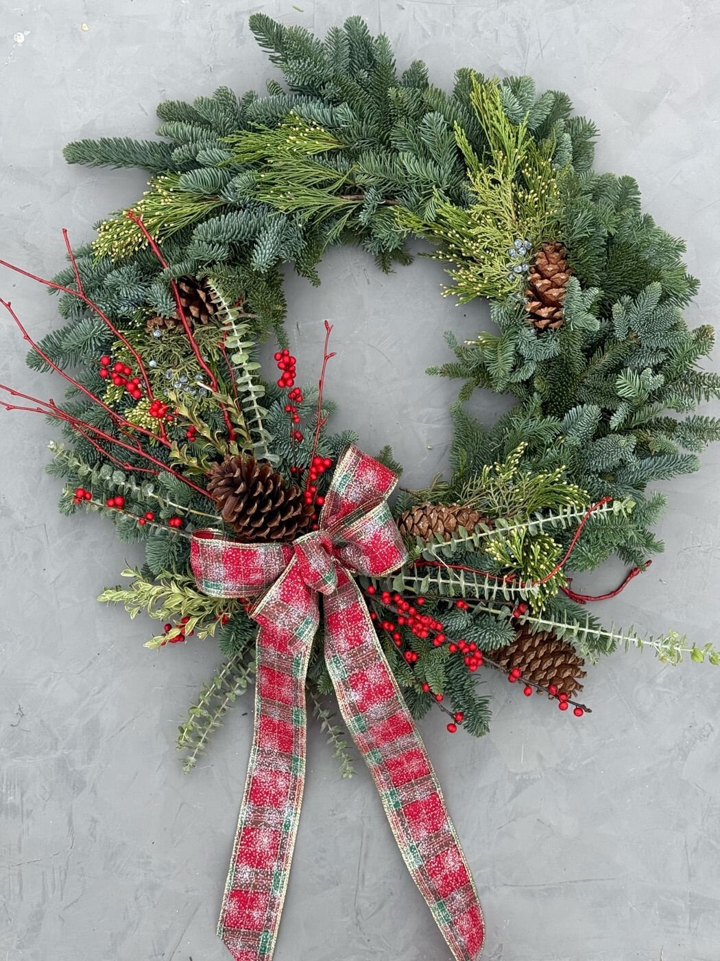 Noblesville Real Christmas Wreath - Sweet Peas Flower Farm 12