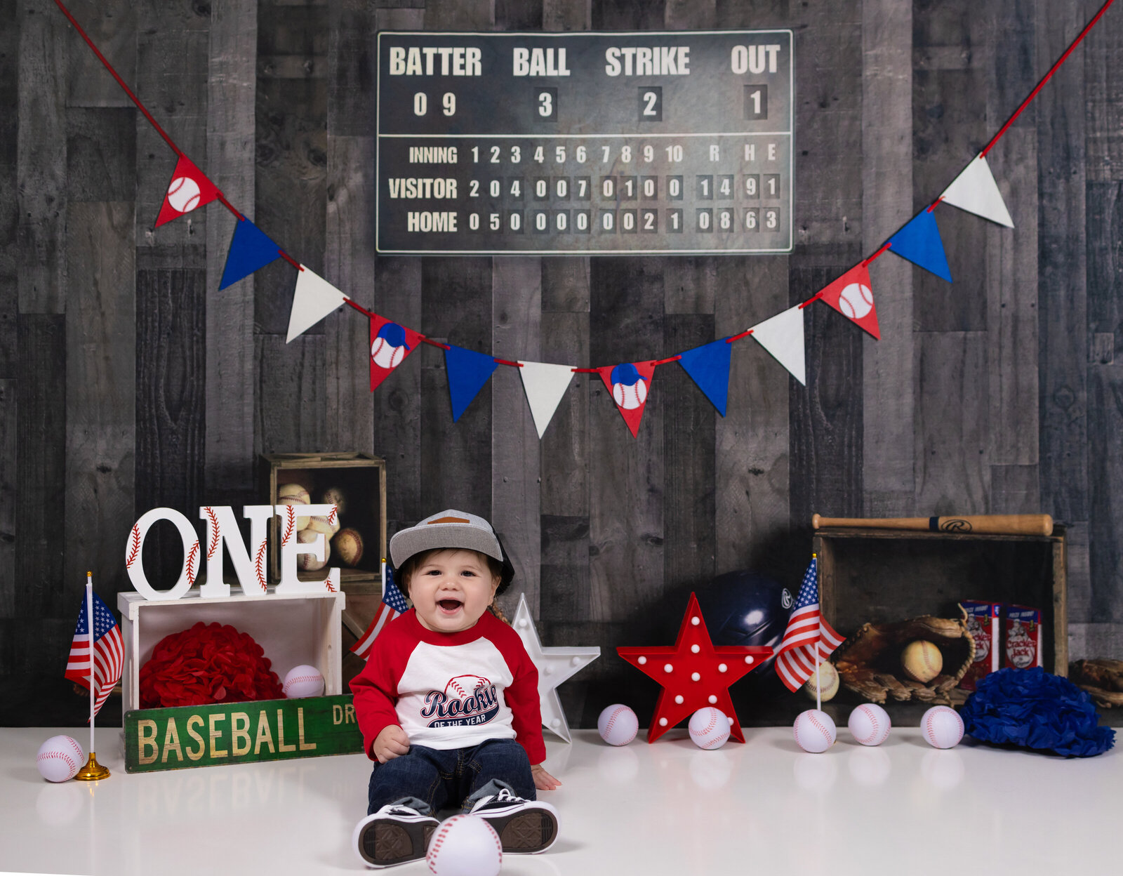 Rookie of the Year cake smash session with a one year old boy in Waldwick, NJ