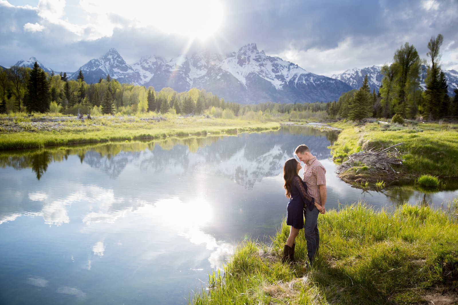 cwabacher's Landing engagement session in Grand Teton National park in spring
