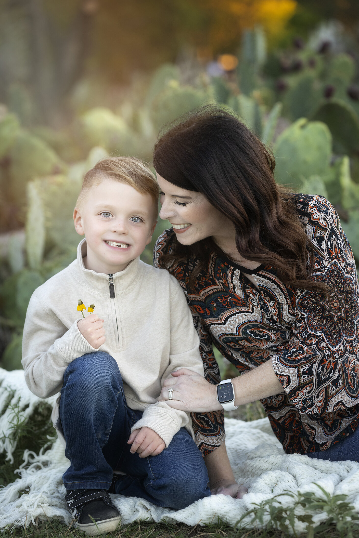 Mother and son at Fort Worth Cactus Garden