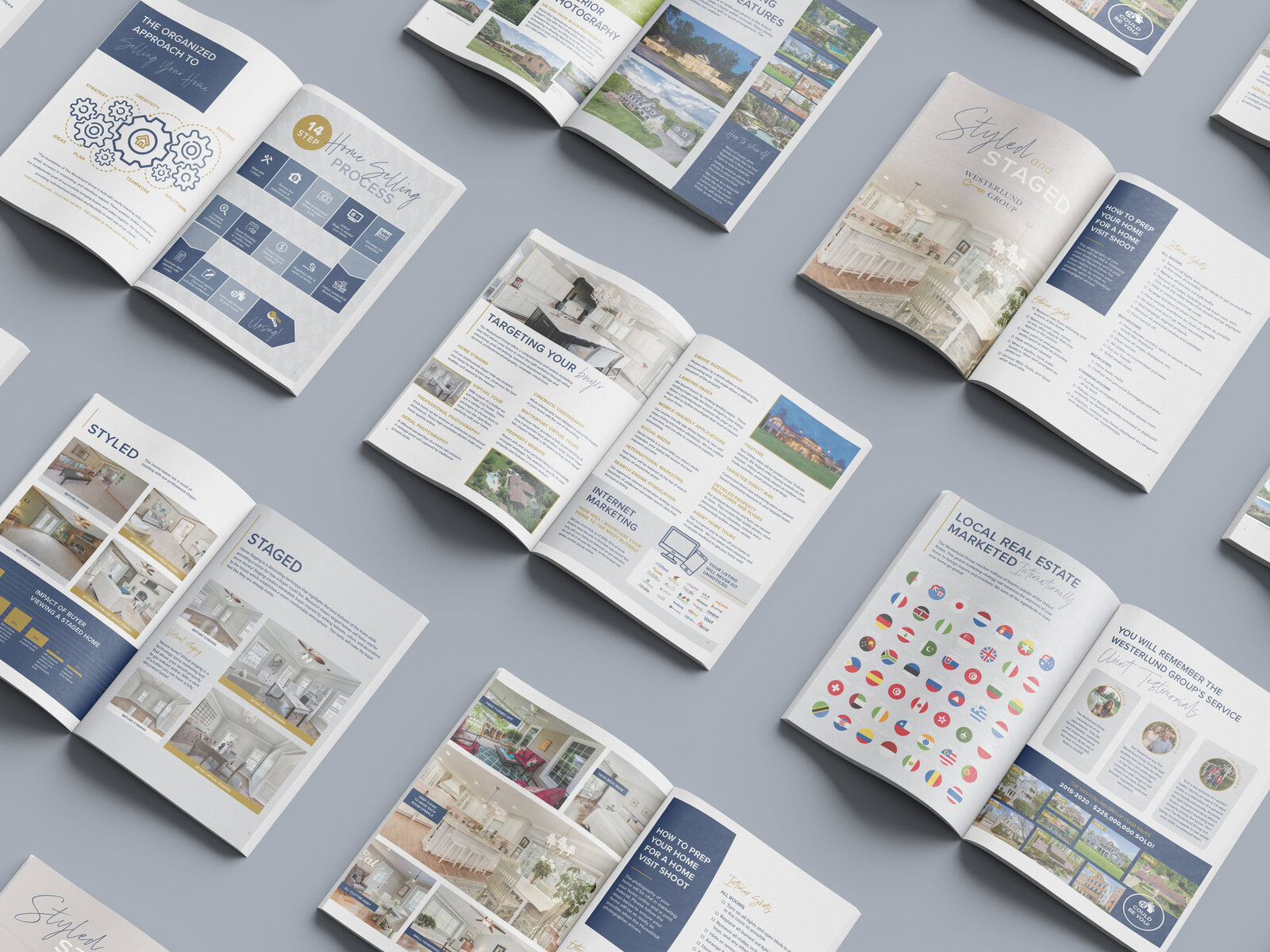 A collage of real estate workbooks