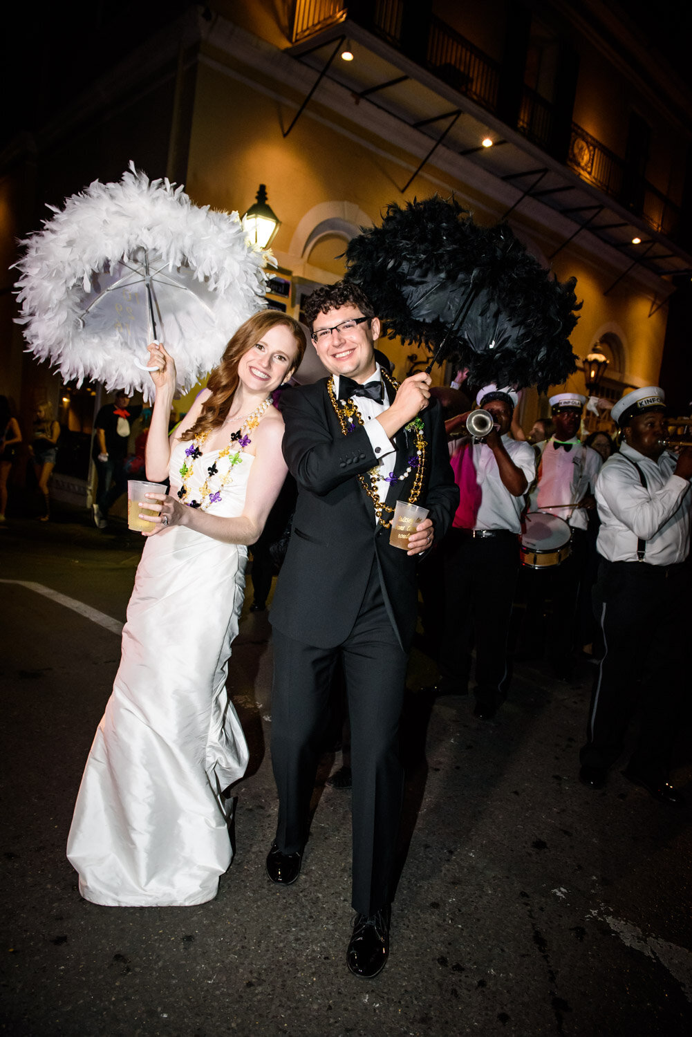 Bride and groom second line at Latrobes wedding