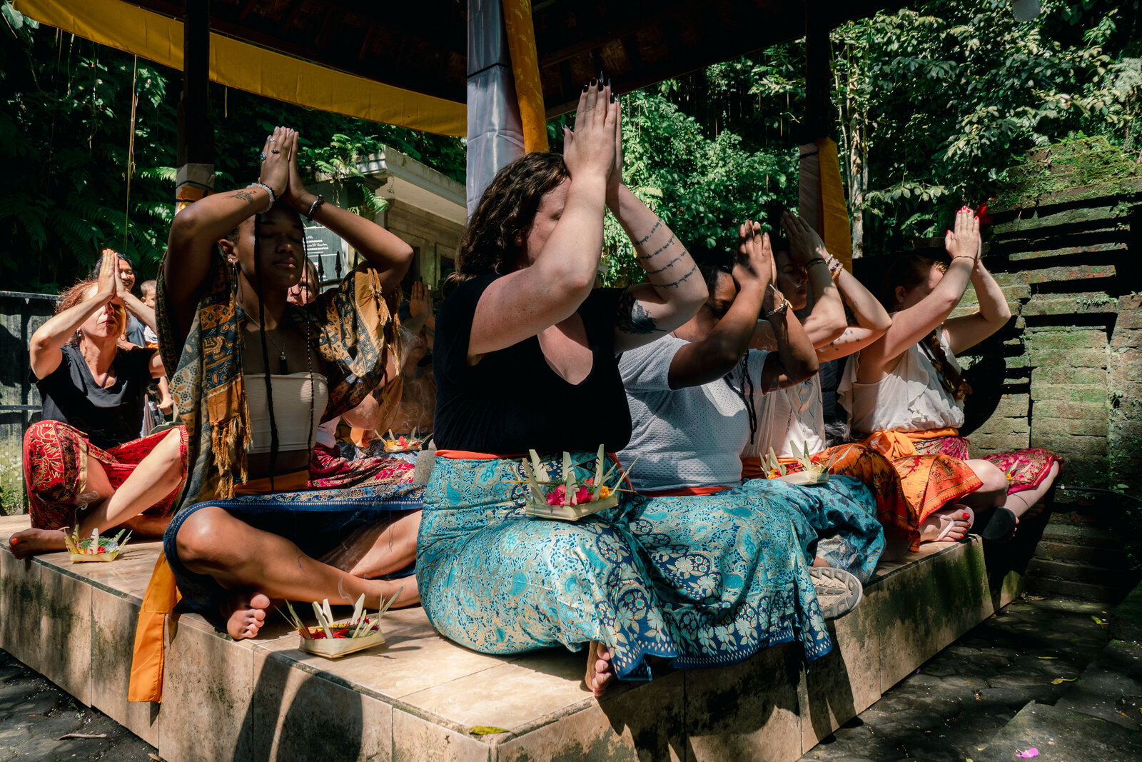 Guests Praying at water Healing Ceremony