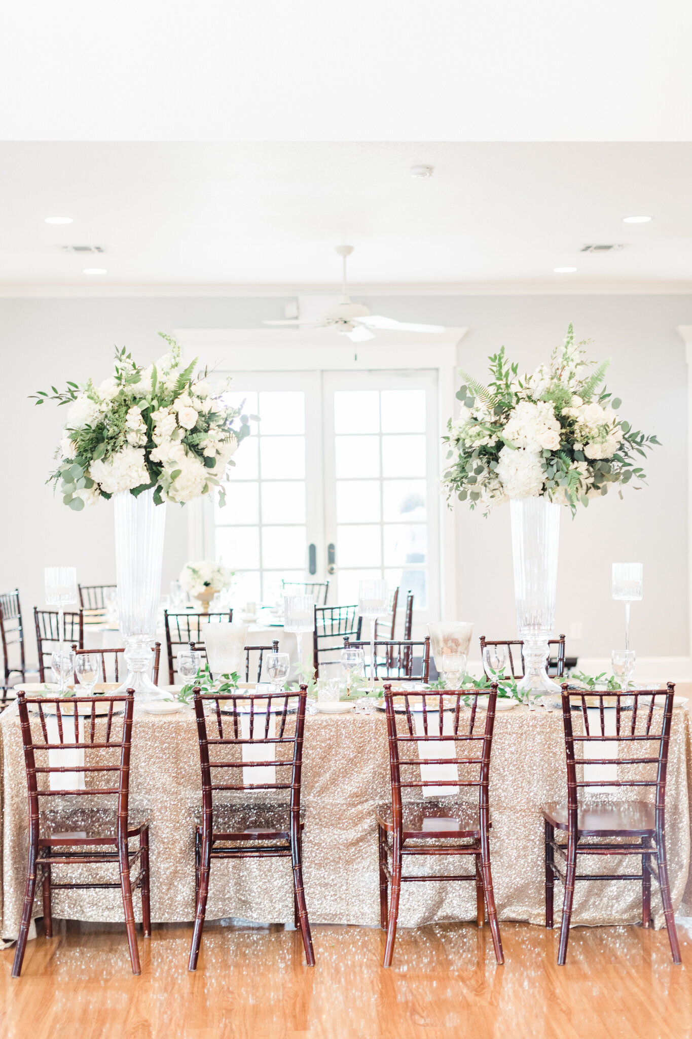 A table setting in the ballroom