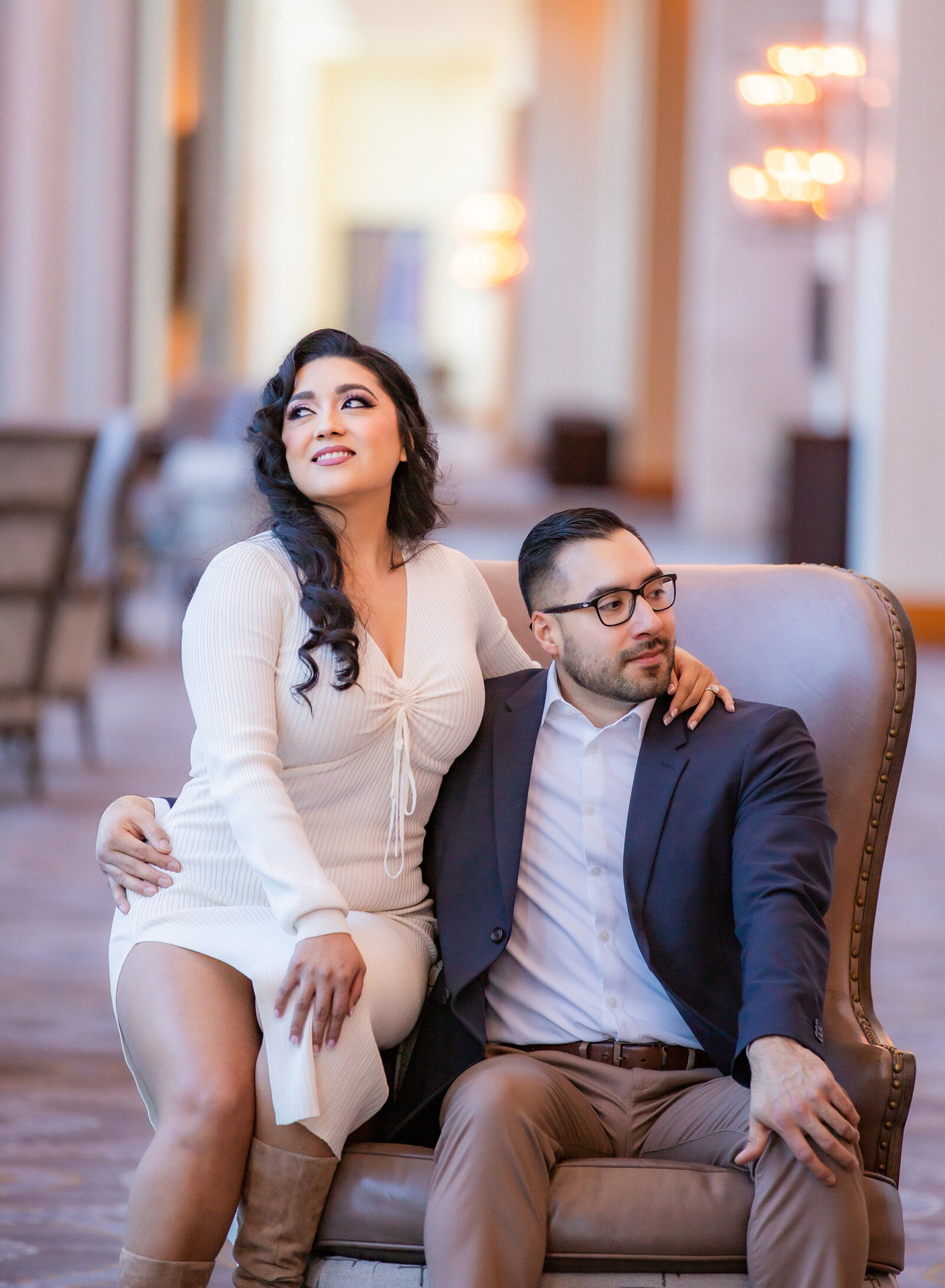 modern elegant couple in hotel