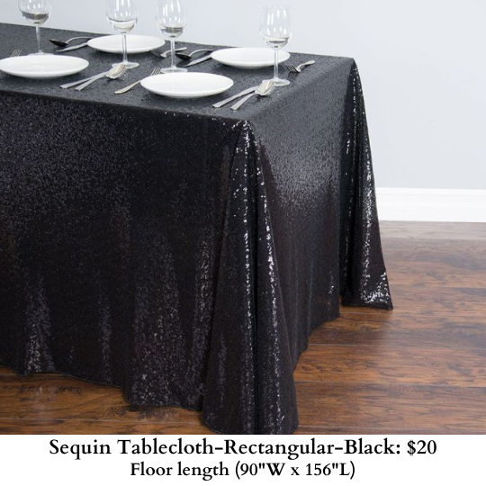 Sequin Tablecloth-Rectangular-Black-291
