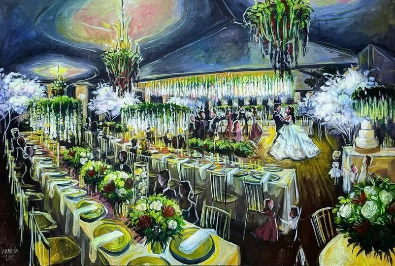 Hannah Paints Events - Katelyn and Joseph - live wedding painting first dance at Mohican Castle in Loudonville Ohio