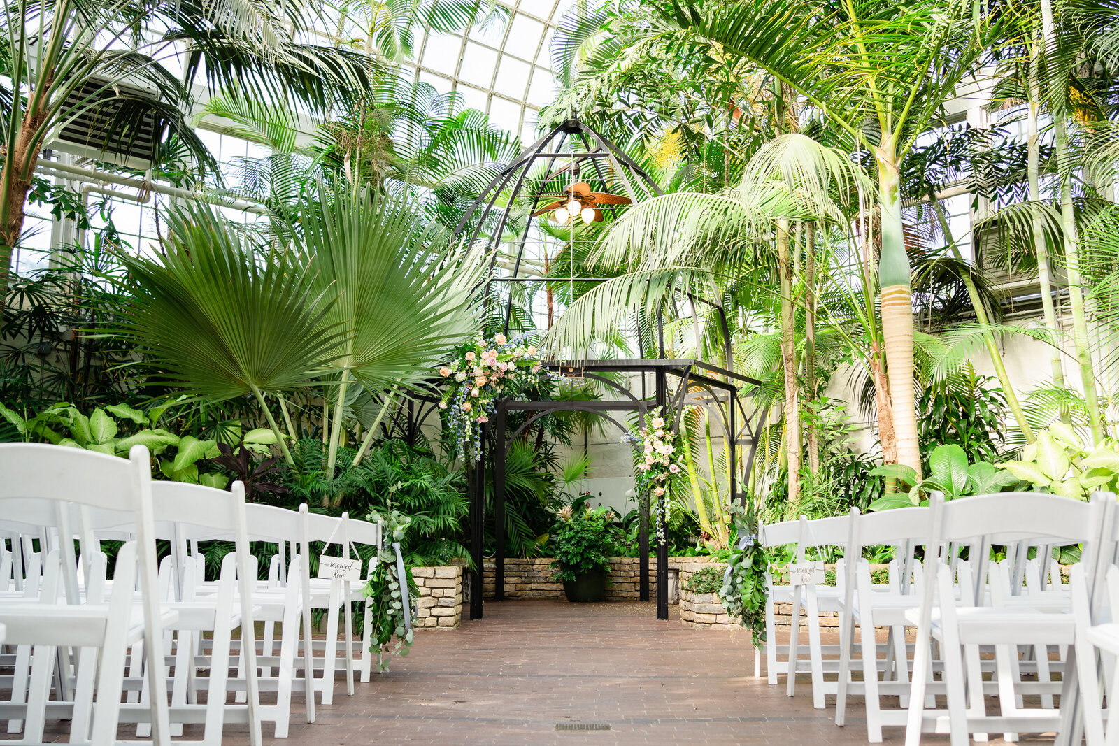 A photo of the ceremony space inside the Palm House