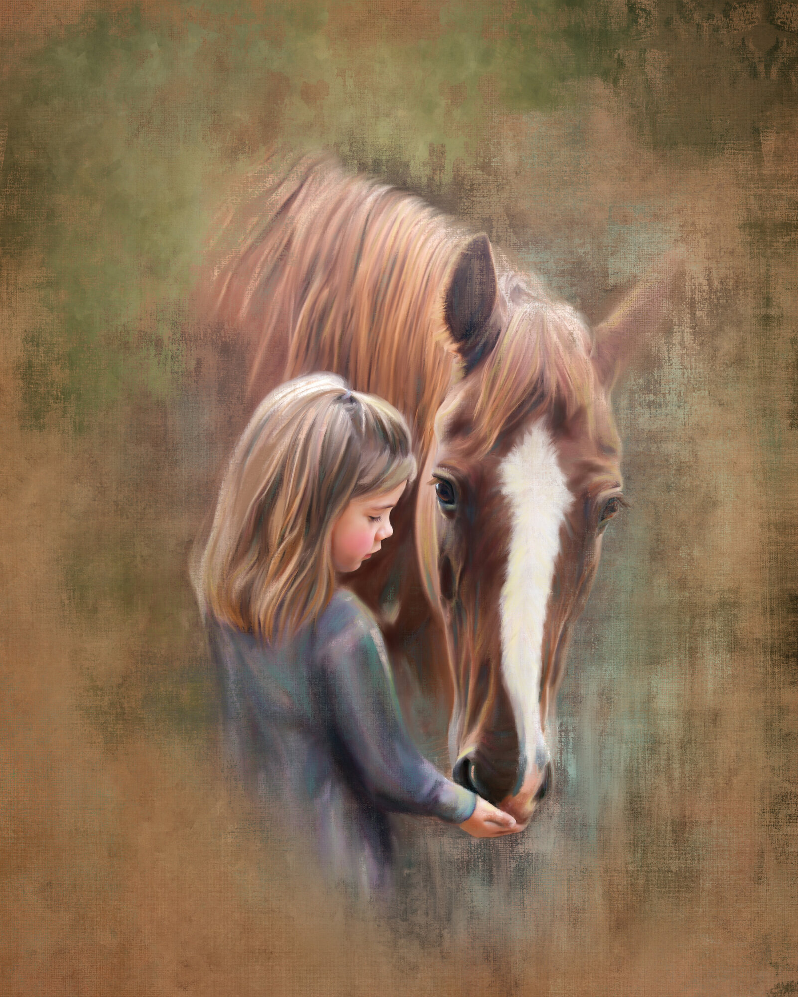 horse and little girl, best friends, feeding horse