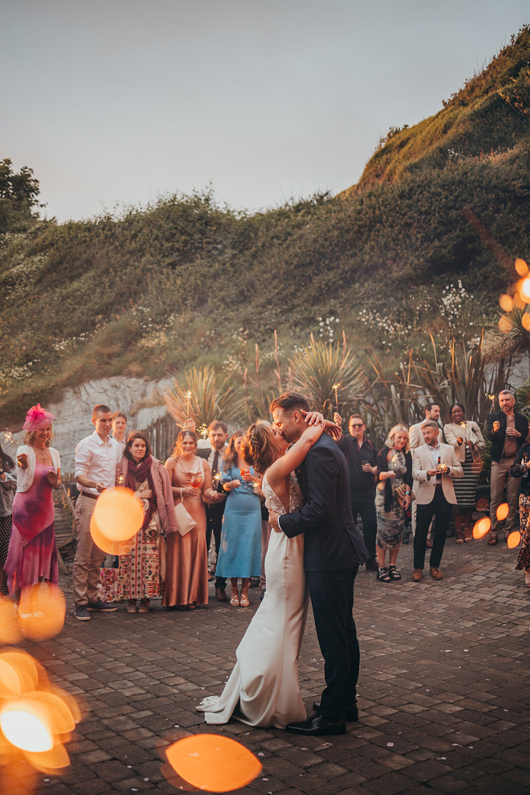 couple have their first dance outside