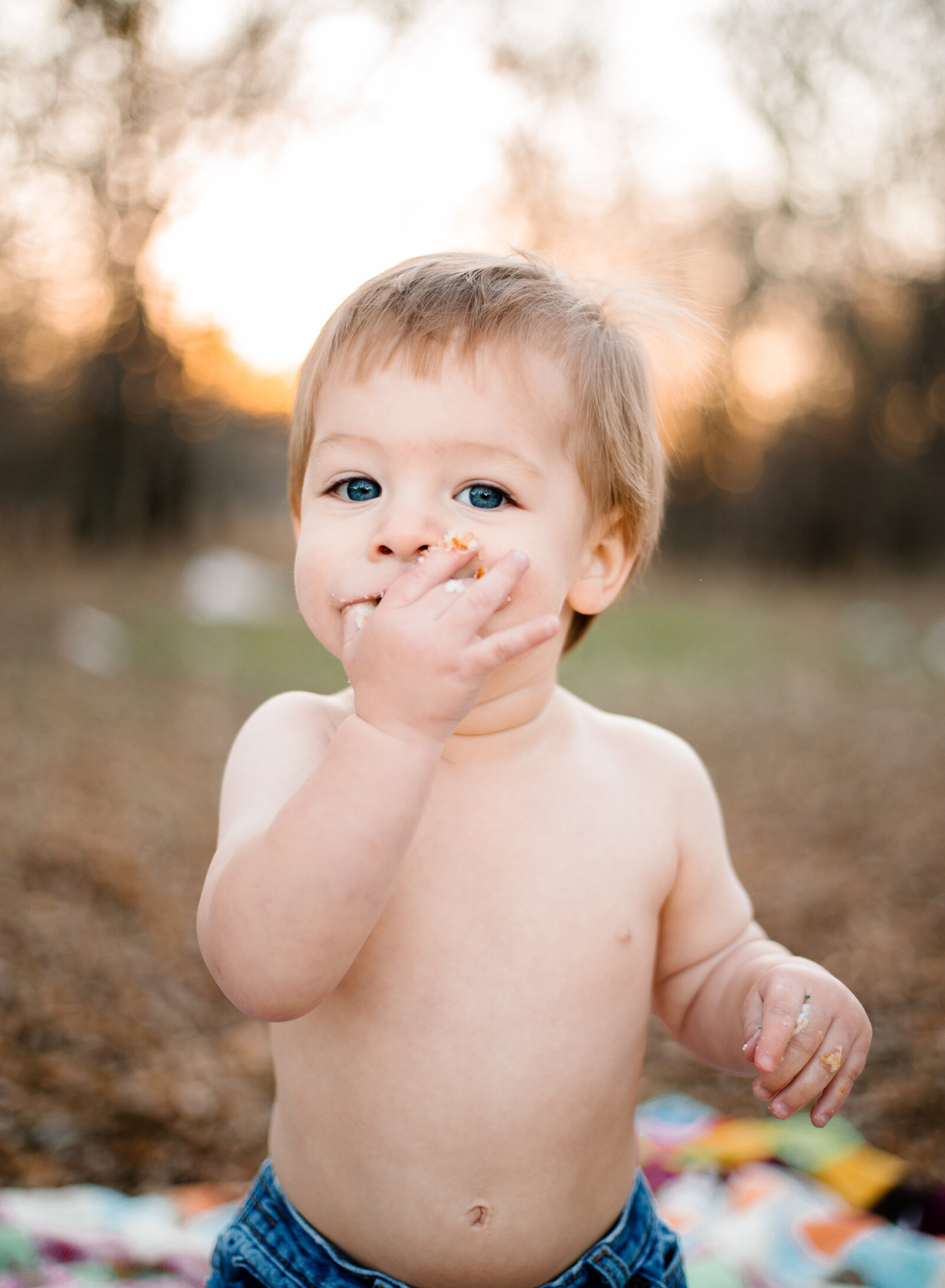 boy eating cake