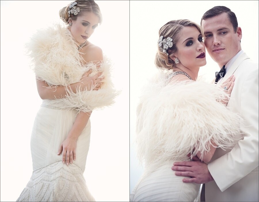 Models in vintage wedding attire