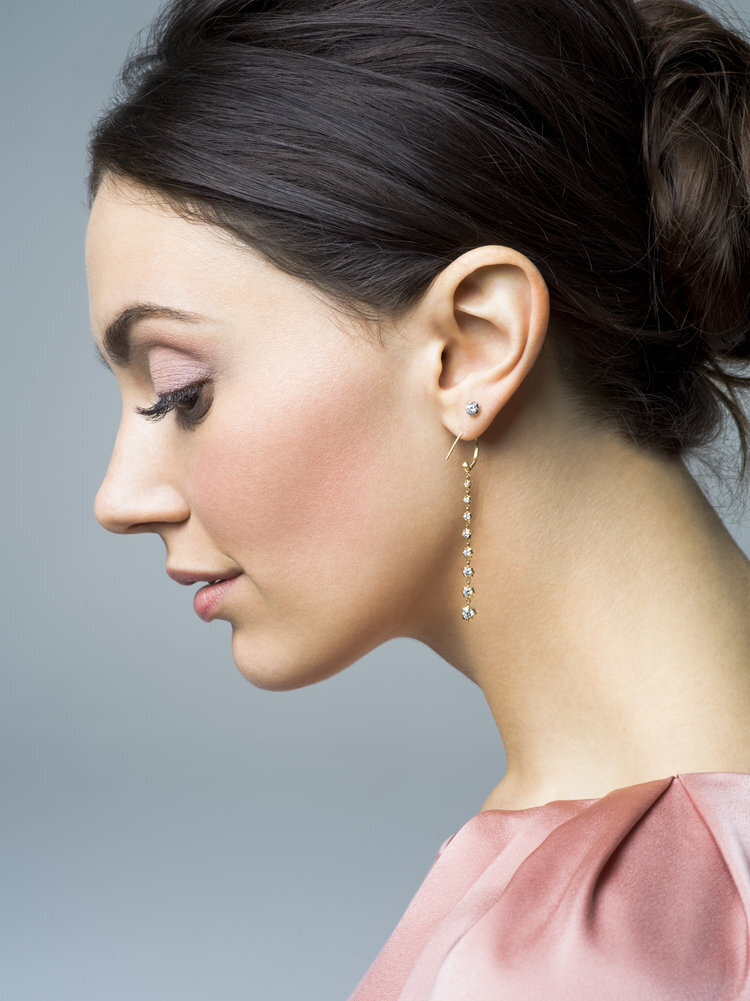 Natural makeup for model in pink dress