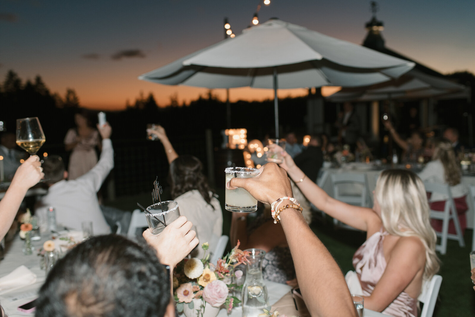 toasts at a wedding at an oregon winery