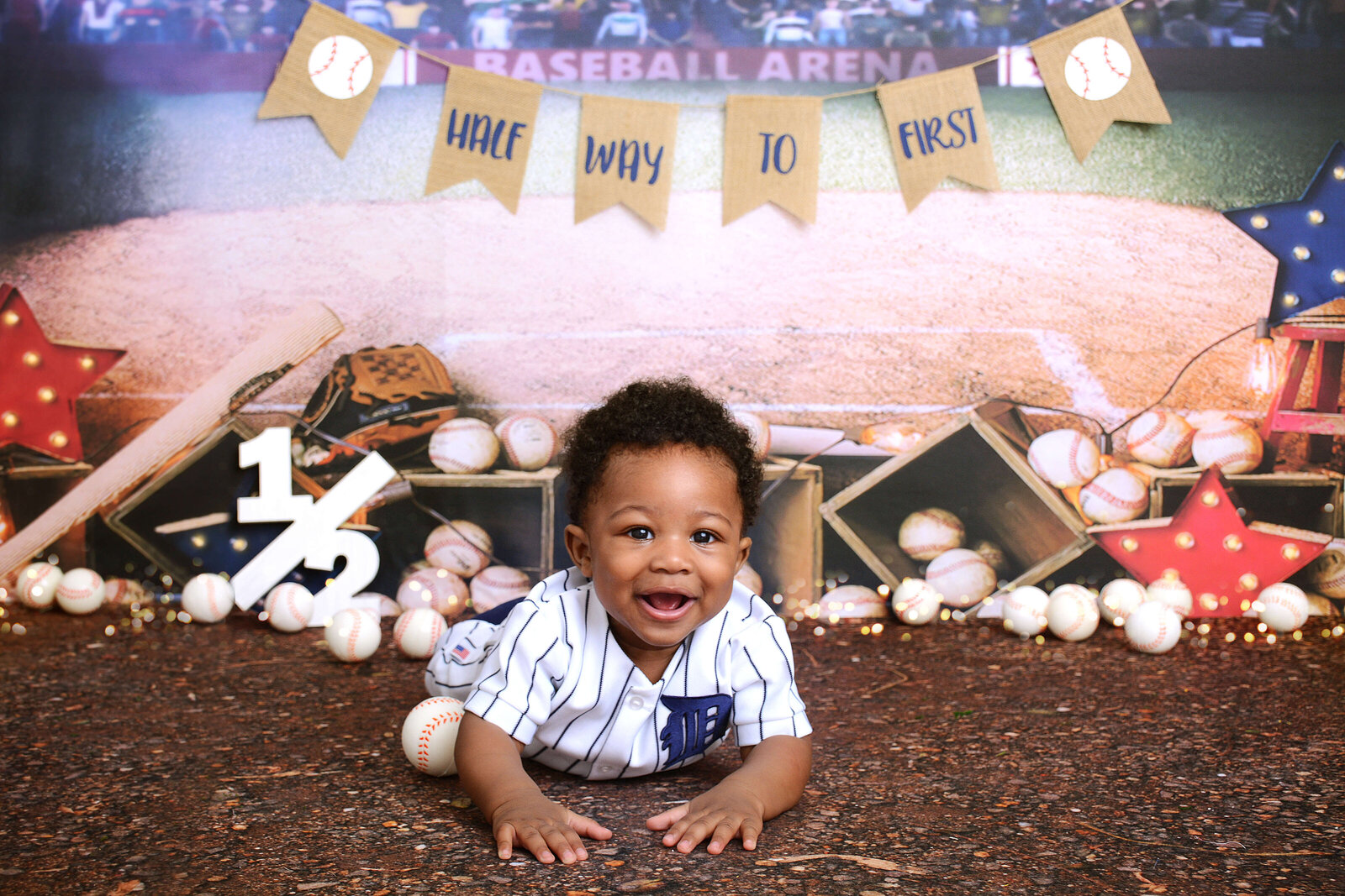 boy at half way to first themed photoshoot in houston