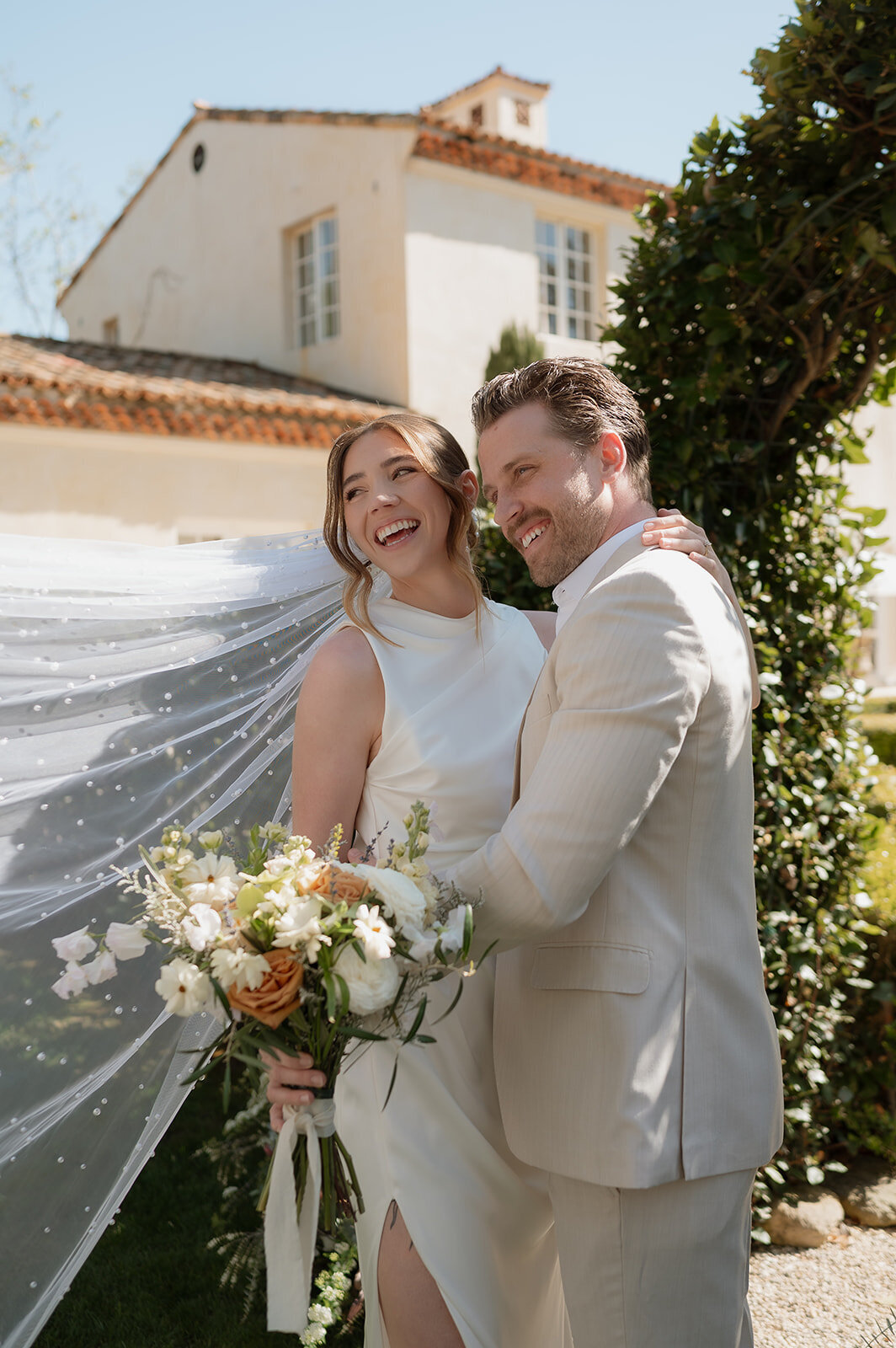 tuscan themed italian wedding photo of bride and groom