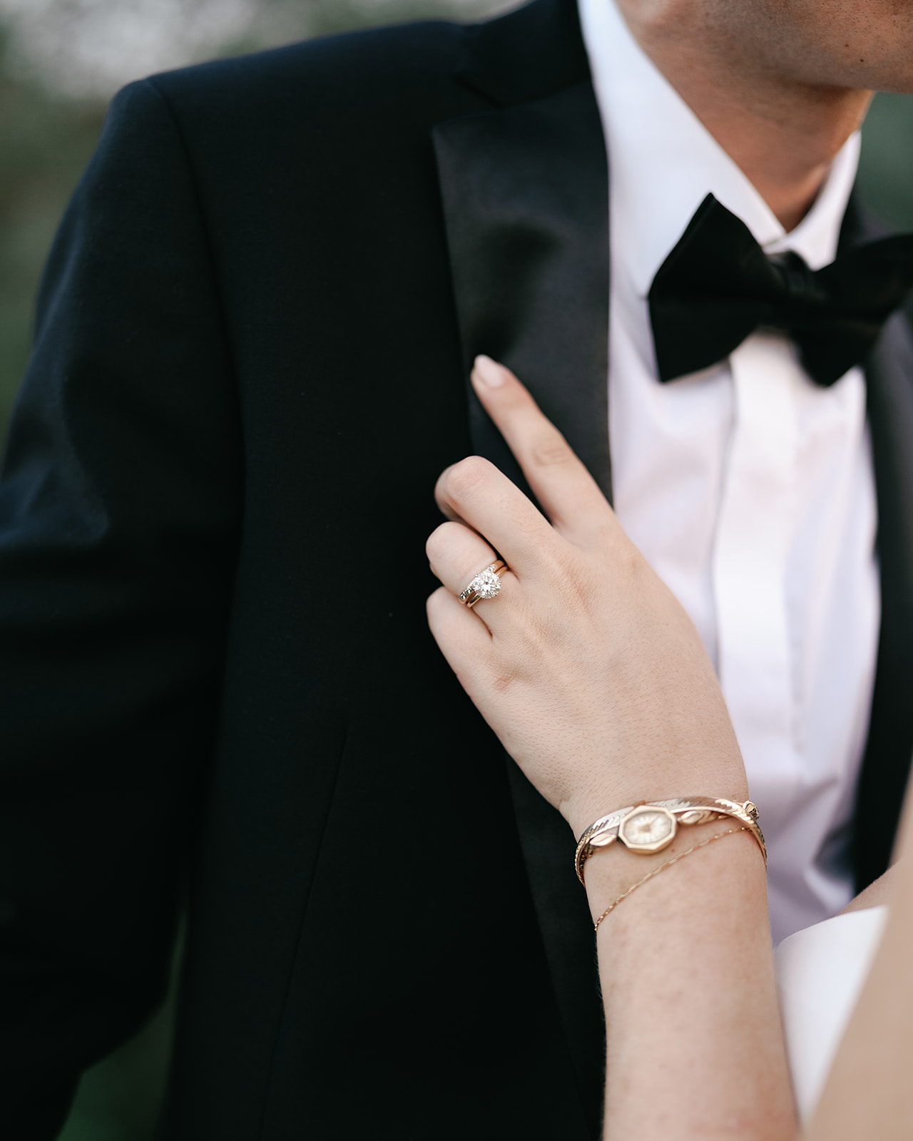 Close up of bride's hand caressing groom after their wedding | Megan Smith Phtoography