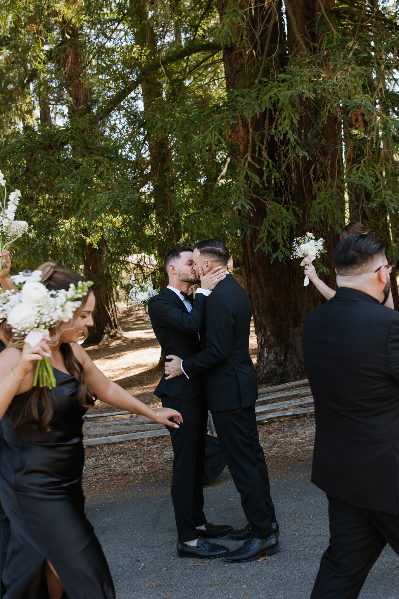 Bridal party walking taken by best Northern California wedding photographers