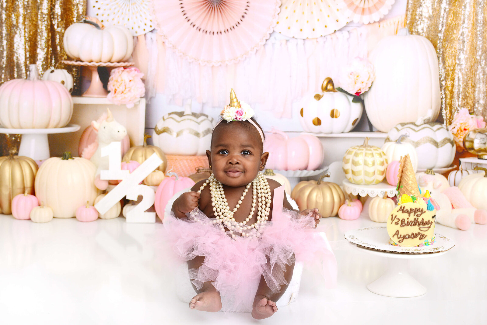 girl at half birthday photoshoot