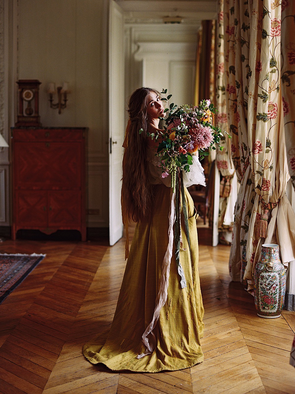 Ochre linen silk tulle wedding dress Joanne FlemingDesign Brumley&WellsPhoto Ponderosa&ThymeWorkshop (55)
