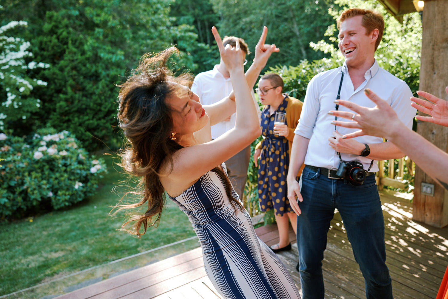 Wedding guest dancing.