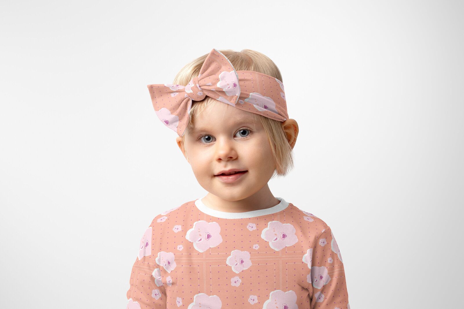 pink and white patterned fabric headband and childrens shirt