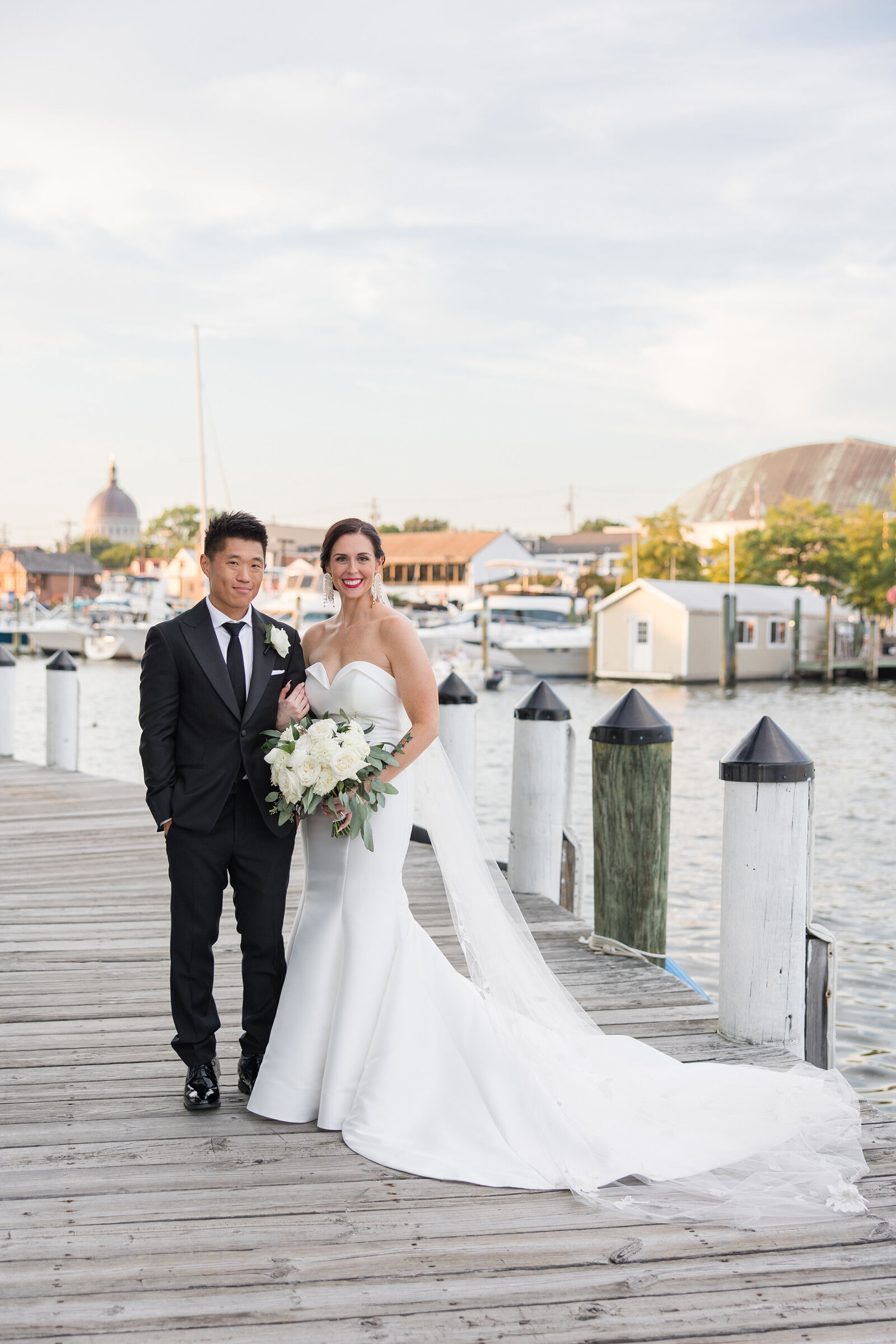 Annapolis Waterfront Hotel wedding photo of couple on dock by Maryland photographer Christa Rae Photography