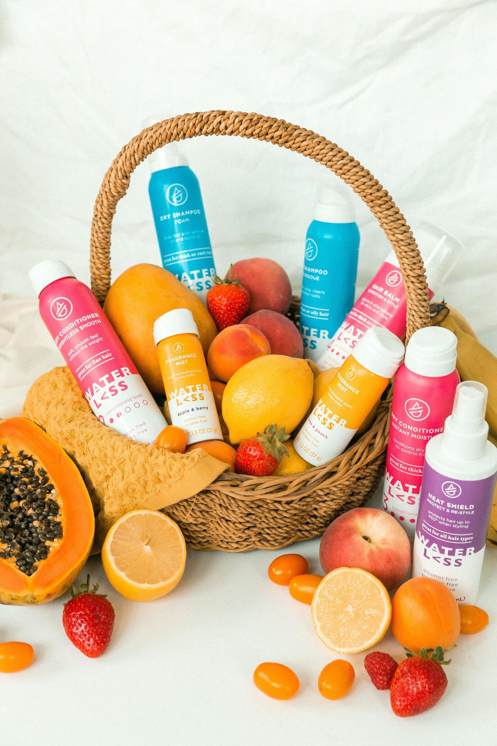 Playful and colorful product photography for haircare skincare brand by Chelsea Loren.