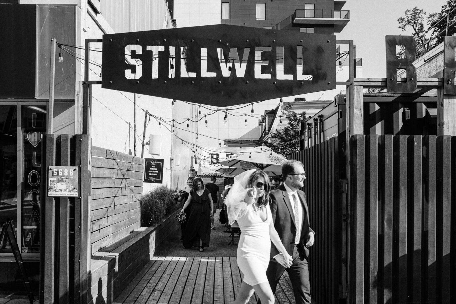 Stylish wedding couple at Stillwell in Halifax.