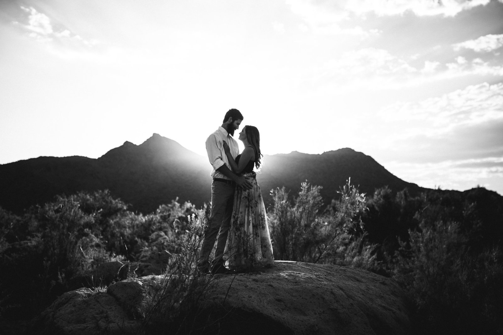 Enagagement portrait in front of a mountain in Mesa, AZ