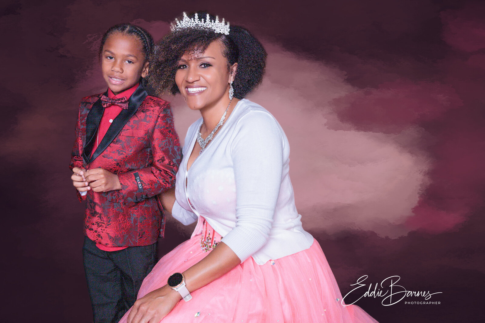 Studio image of aunt and boy