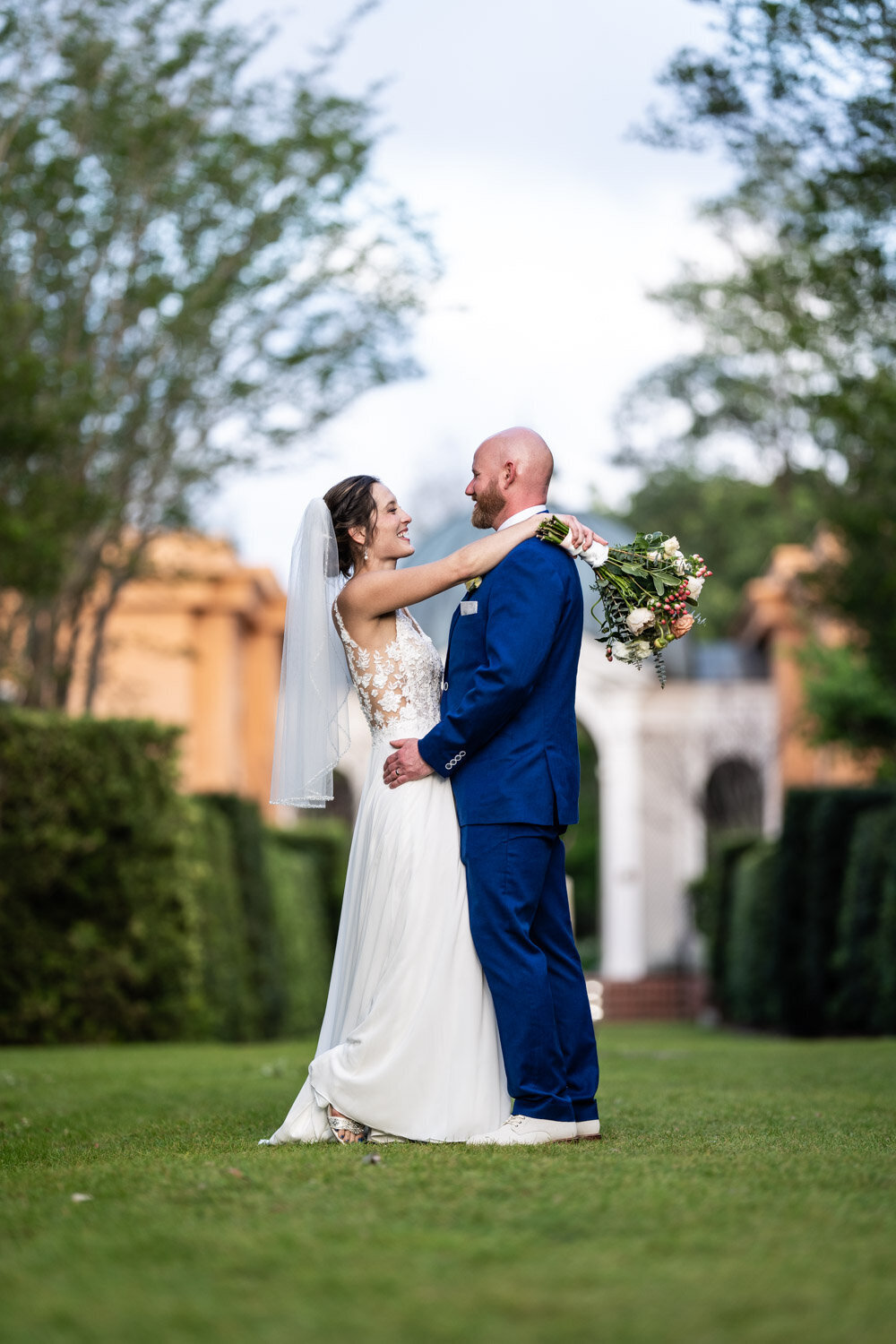 Portrait of Bride and Groom in City Park Botanical Garden
