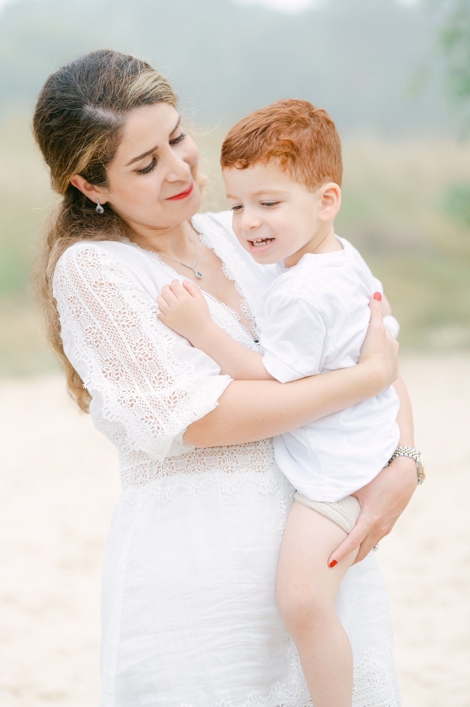 Familieshoot stuifzandvlakte in Son, Moeder en zoon