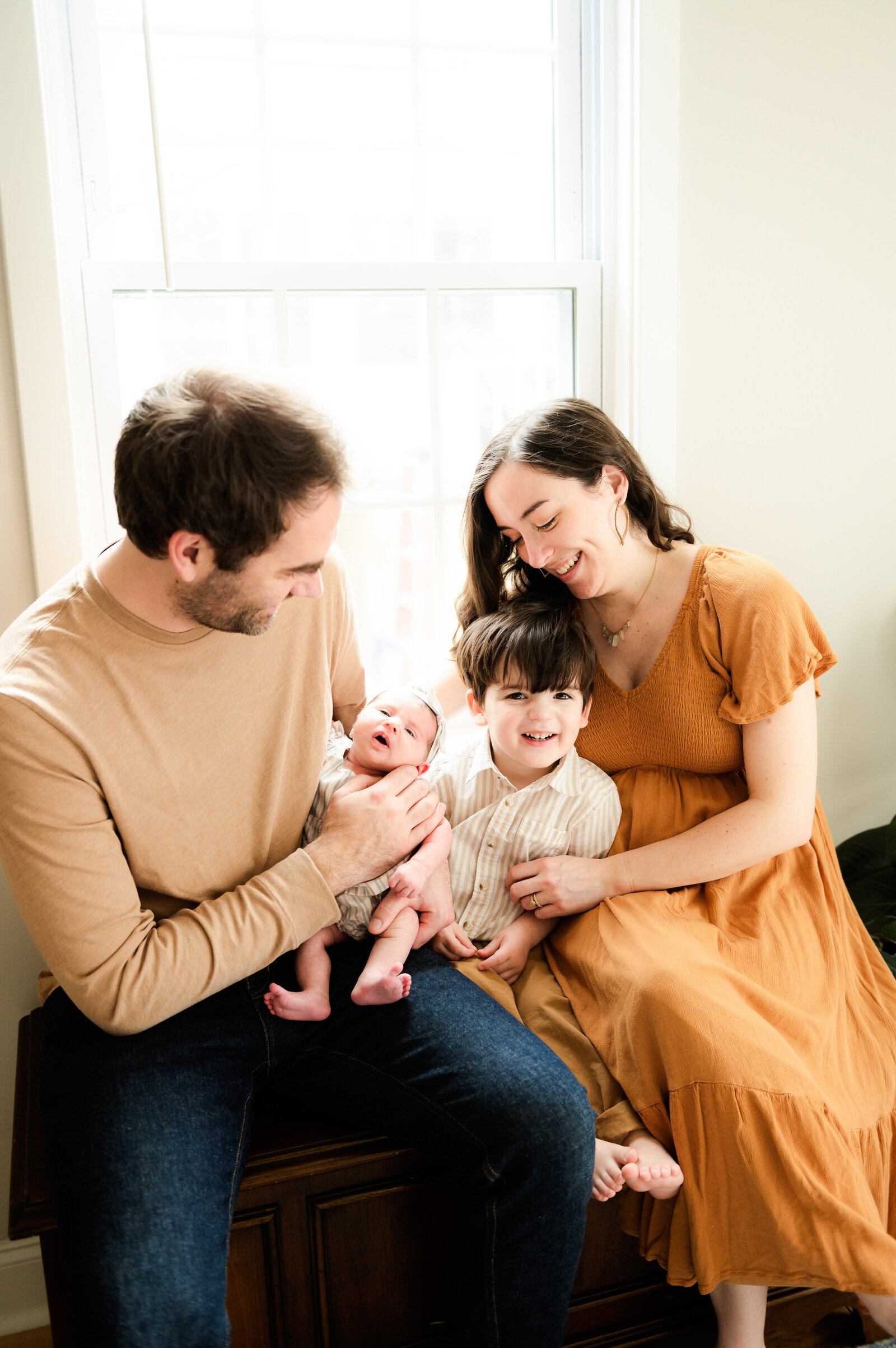 family during  newborn photography session in Towson, Maryland