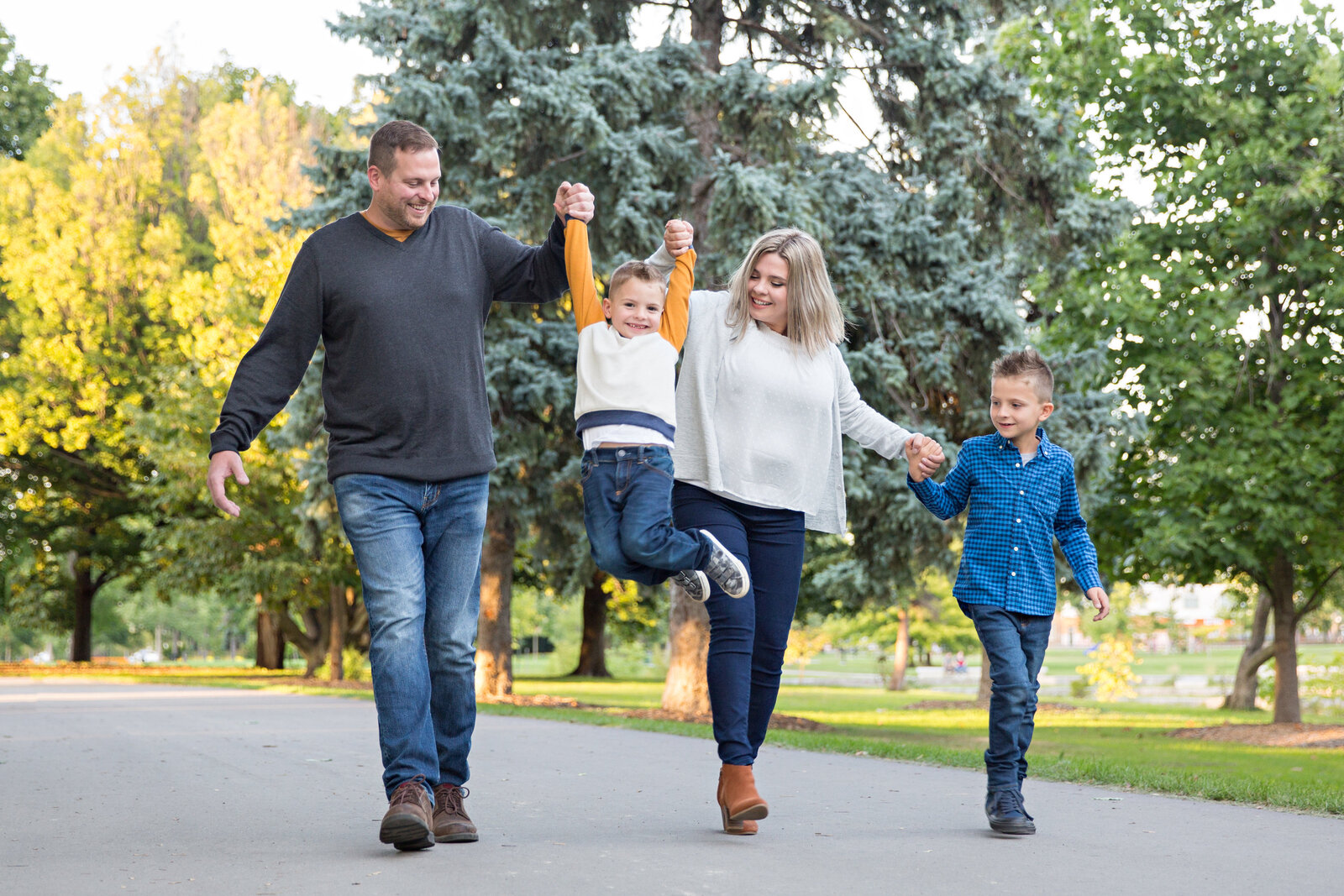 family walking in the park