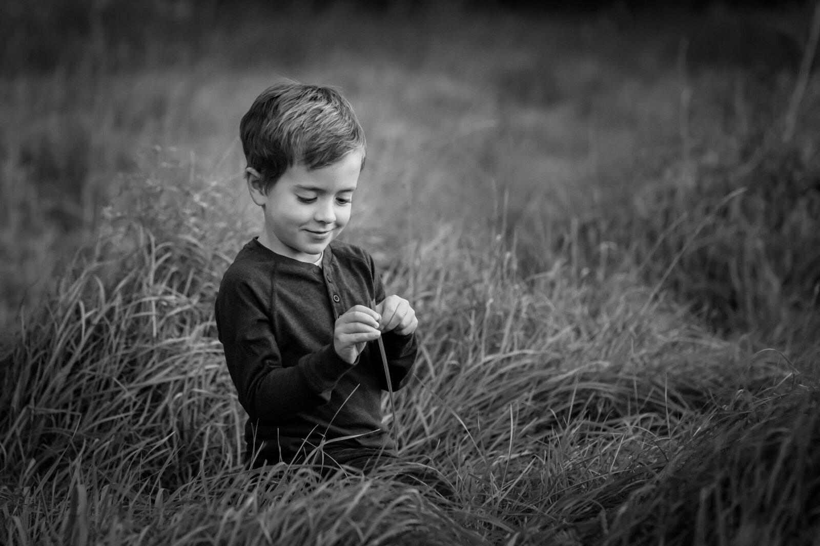 Young boy in field with long grass near Palgrave Ontario