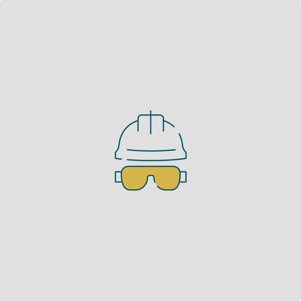 Icon of a hardhat and goggles.